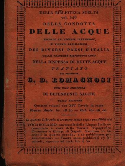Della condotta delle acque 4vv - G. Domenico Romagnosi - copertina