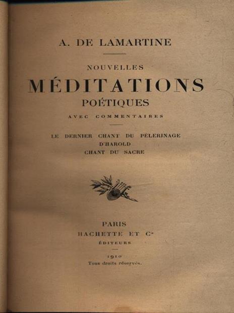 Nouvelles meditations poetiques - Alphonse de Lamartine - copertina