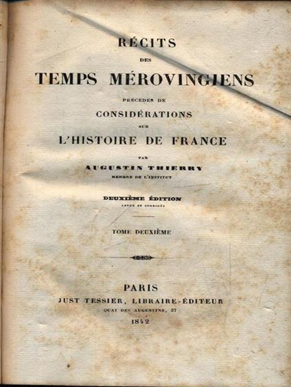 Recits des temps merovingiens 2vv - Augustin Thierry - copertina