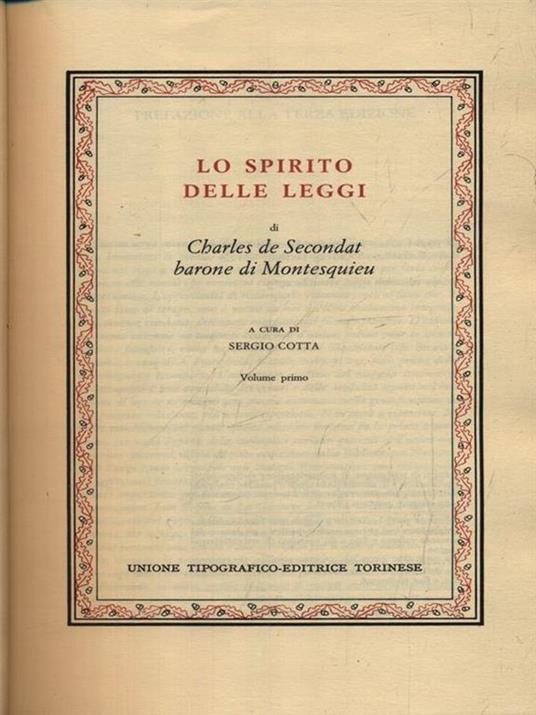 Lo spirito delle leggi - Charles L. de Montesquieu - copertina