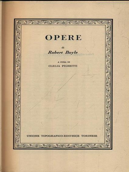 Opere - Robert Boyle - copertina