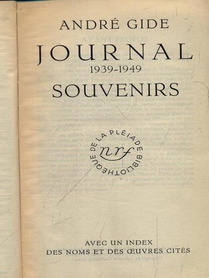 Journal 1939-1949 Souvenirs - André Gide - copertina
