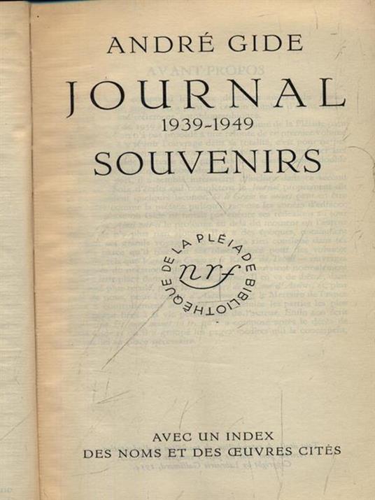 Journal 1939-1949 Souvenirs - André Gide - copertina