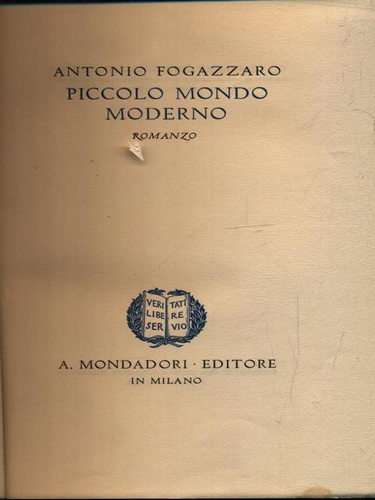 Piccolo mondo moderno - Antonio Fogazzaro - copertina