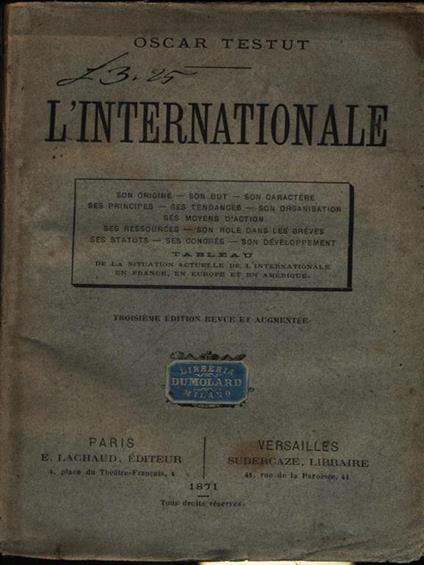 L' Internationale - Oscar Testut - copertina