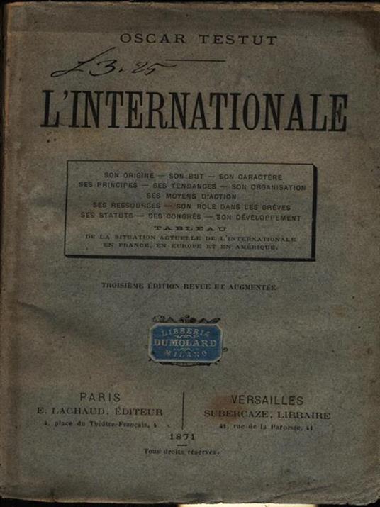 L' Internationale - Oscar Testut - copertina