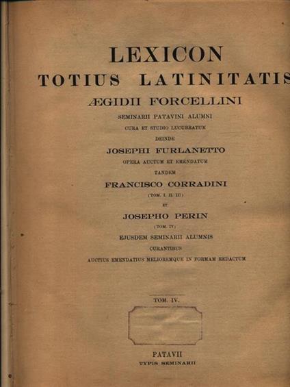 Lexicon totius latinitatis 4vv - copertina
