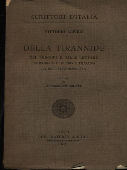Della tirannide - Vittorio Alfieri - copertina