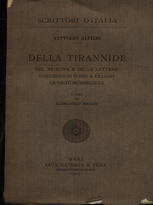 Della tirannide - Vittorio Alfieri - copertina