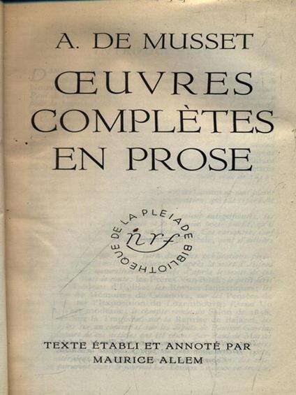   Oeuvres completes en prose - copertina