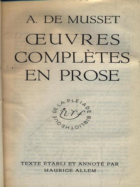   Oeuvres completes en prose - copertina