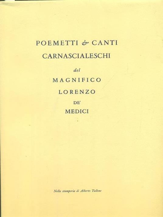 Poemetti & canti carnascialeschi - Lorenzo de' Medici - copertina