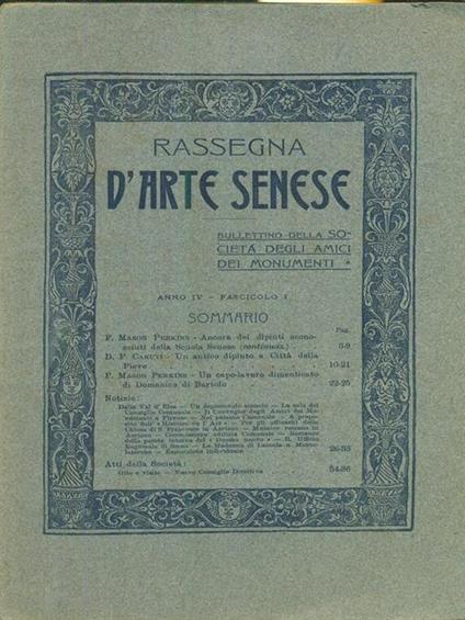 La rassegna d'arte senese Anno IV 3 fascicoli - copertina