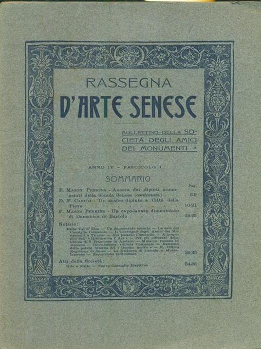 La rassegna d'arte senese Anno IV 3 fascicoli - copertina