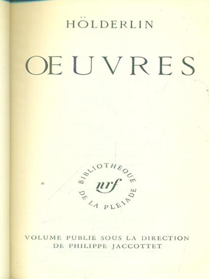 Oeuvres - Friedrich Hölderlin - copertina