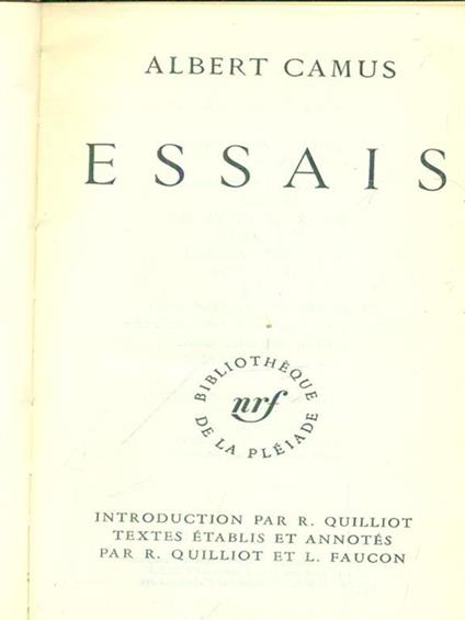 Essais - Albert Camus - copertina