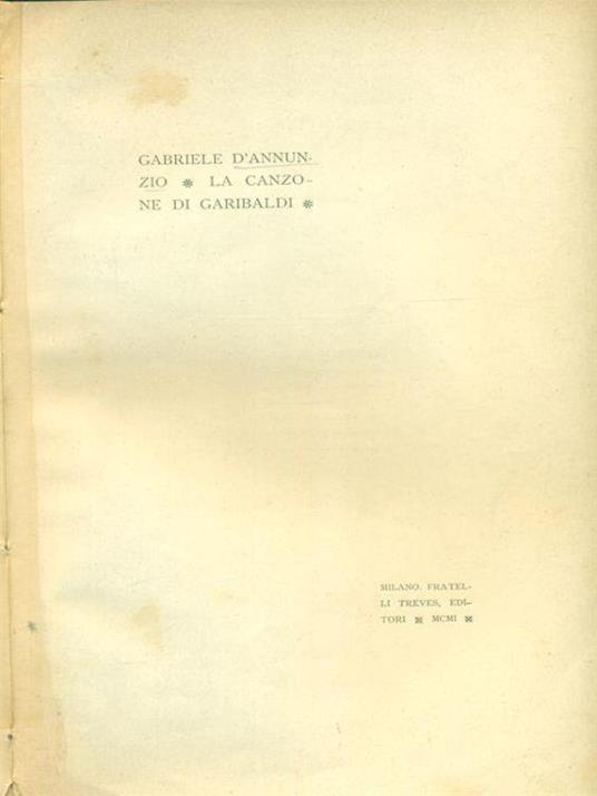 La \canzone di Garibaldi - Gabriele D'Annunzio - copertina