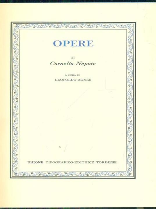   Opere - Cornelio Nepote - copertina