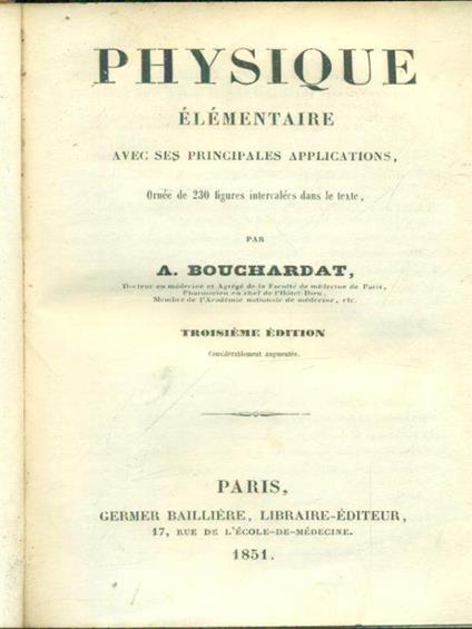 Physique elementaire - A. Bouchardat - copertina