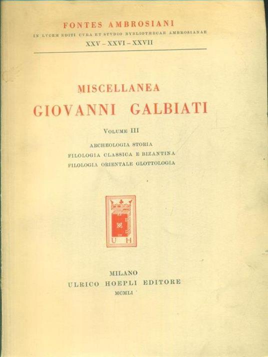 Miscellanea Giovanni Galbiati 3vv - copertina