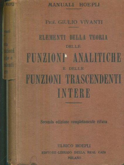 Elementi della teoria delle funzioni analitiche - Giulio Viviani - copertina