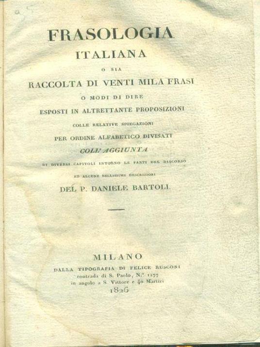 Frasologia italiana - Daniello Bartoli - copertina