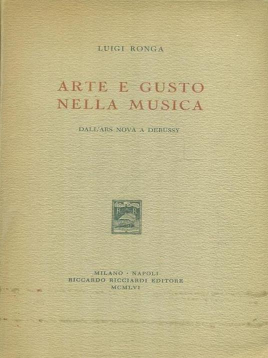 Arte e gusto nella musica - Luigi Ronga - copertina