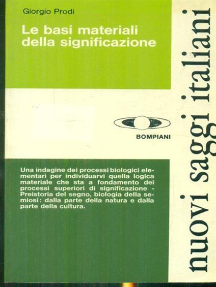 Le basi materiali della significazione - Giorgio Prodi - copertina