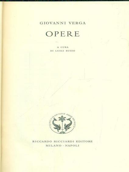 Opere - Giovanni Verga - copertina