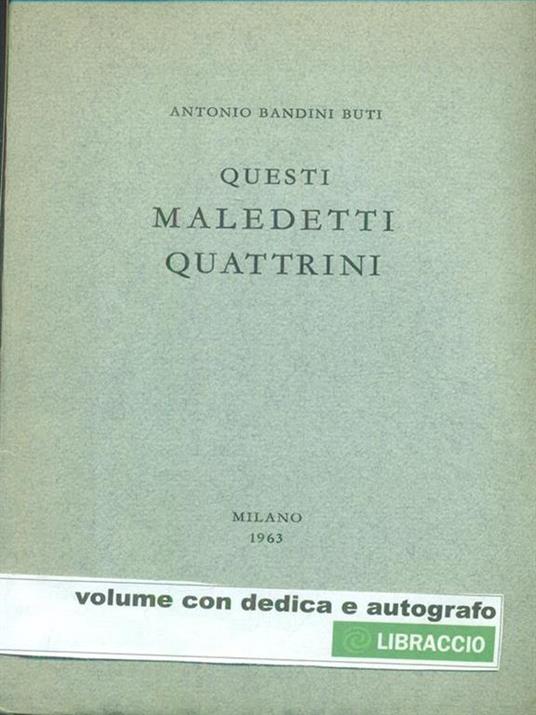 Questi maledetti quattrini - Antonio Bandini Buti - copertina