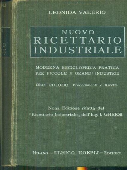 Nuovo ricettario industriale - Lorenzo Valerio - copertina