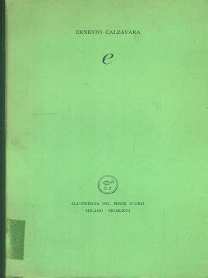E - Ernesto Calzavara - copertina
