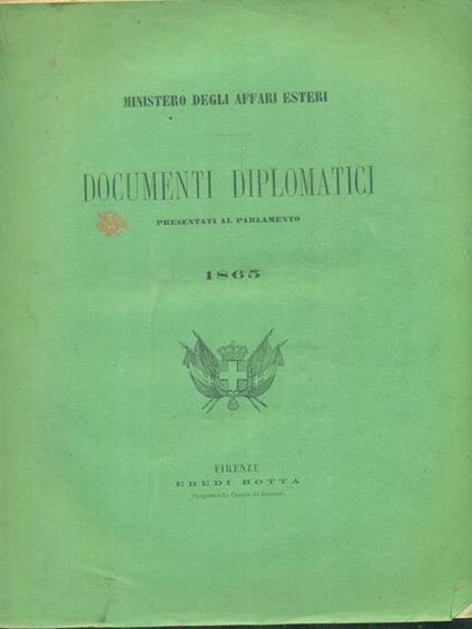 Documenti diplomatici presentati al parlamento 1865 - copertina
