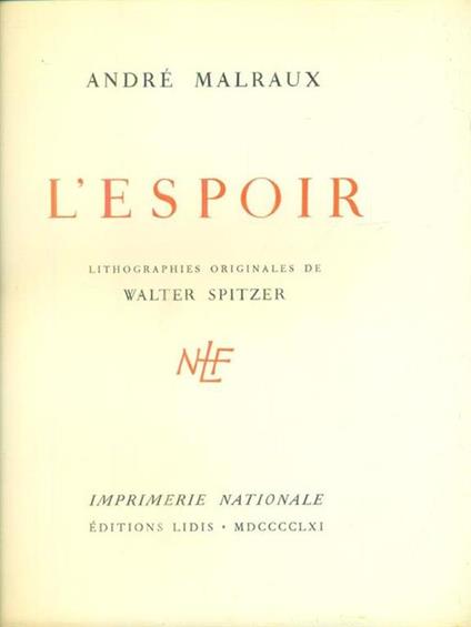 L' espoir - André Malraux - copertina