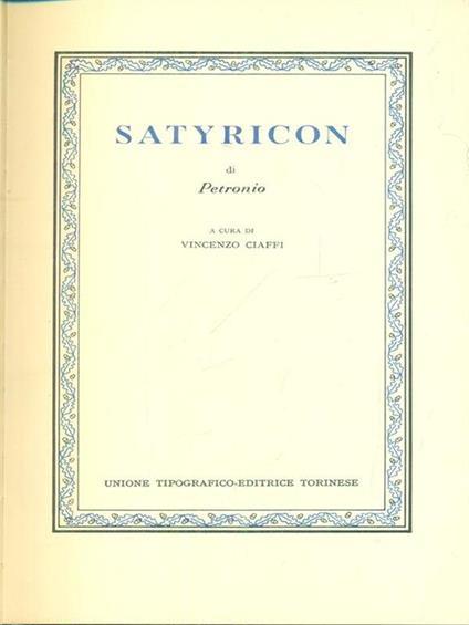 Satyricon - Arbitro Petronio - copertina