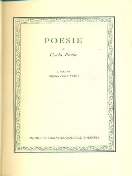 Poesie - Carlo Porta - copertina