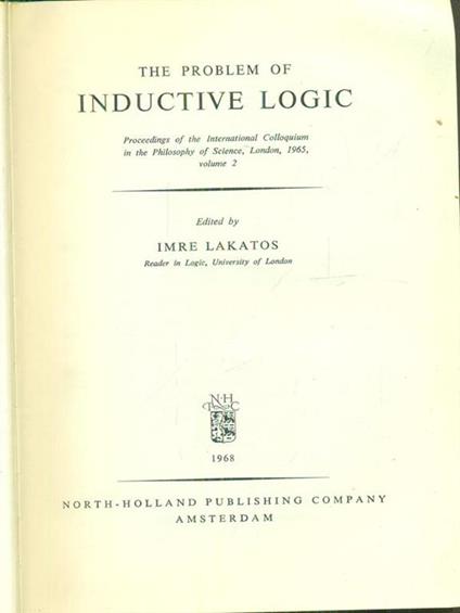The problem of inductive logic - Imre Lakatos - copertina
