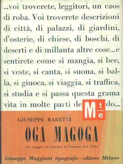 Oga Magoga - Giuseppe Baretti - copertina