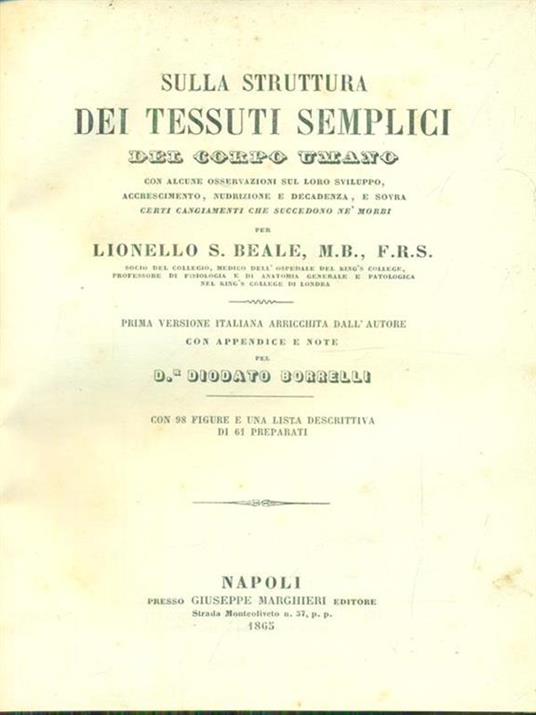 Sulla struttura dei tessuti semplici - copertina