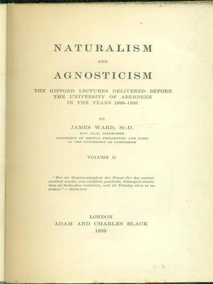 Naturalism and agnosticism 2vv - Jame Ward - copertina