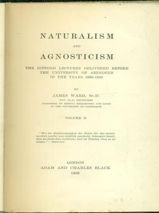 Naturalism and agnosticism 2vv - Jame Ward - copertina
