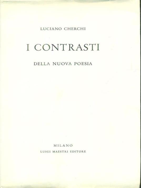 I contrasti della nuova poesia - Luciano Cherchi - copertina