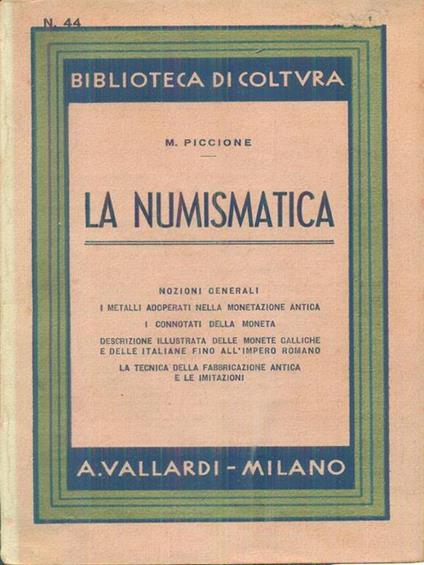 La numismatica - M. Picone - copertina