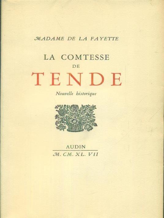 La comtesse de Tende - M. Madeleine La Fayette - copertina