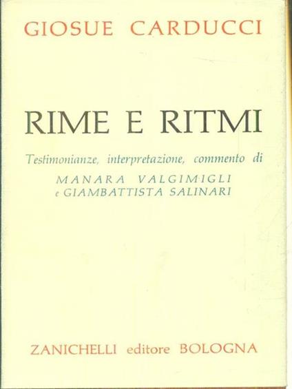 Rime e ritmi - Giosuè Carducci - copertina