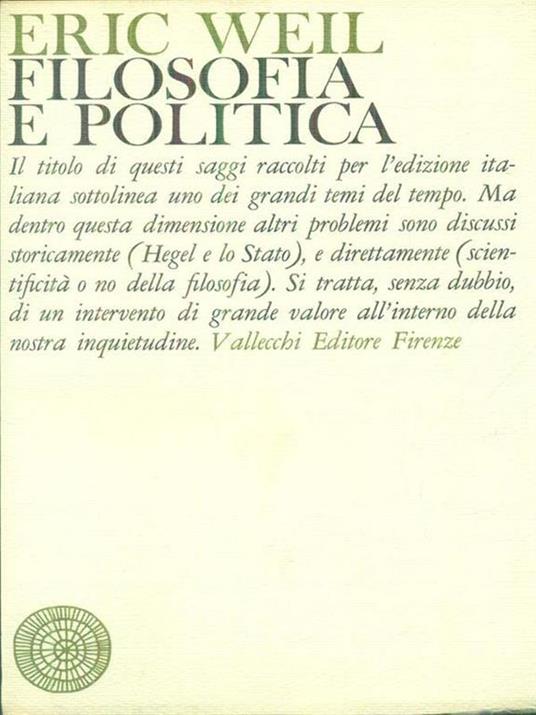 Filosofia e politica - Eric Weil - copertina