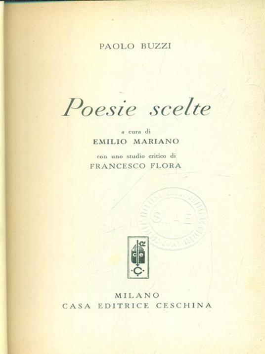Poesie scelte - Paolo Buzzi - copertina