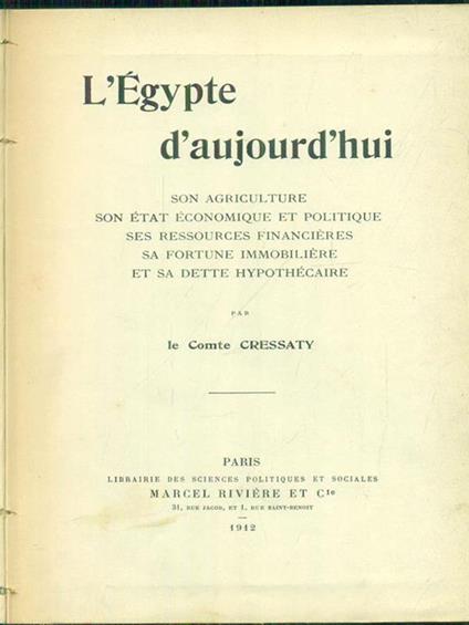 L' Egypte d'aujourd'hui - Claudio Cressati - copertina