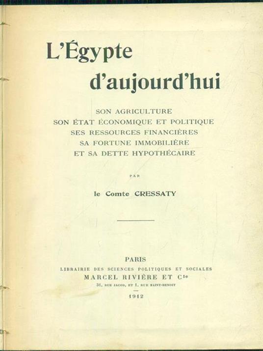 L' Egypte d'aujourd'hui - Claudio Cressati - copertina