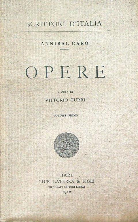Opere vol. 1 - Annibal Caro - copertina